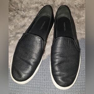 Vince Black Woven Slip-On Loafers